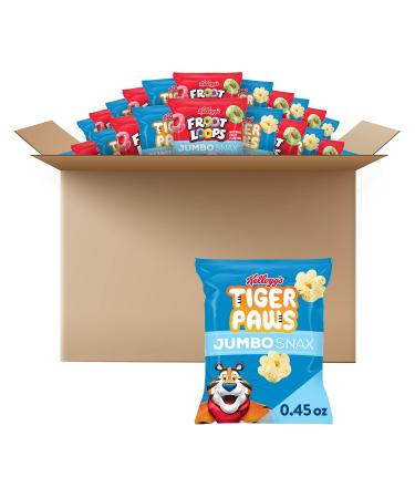 Kellogg's Jumbo Snax Cereal Snacks, Variety Pack, Tiger Paws, and Froot Loops 2 Boxes (24 Pouches) Froot Loops/Tiger Paws 0.45 Ounce (Pack of 24)