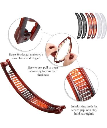 6 Pcs Double Comb Banana Hair Clip Set for Thick and Fine Hair - Brown and Black - Buy Online on GoSupps.com
