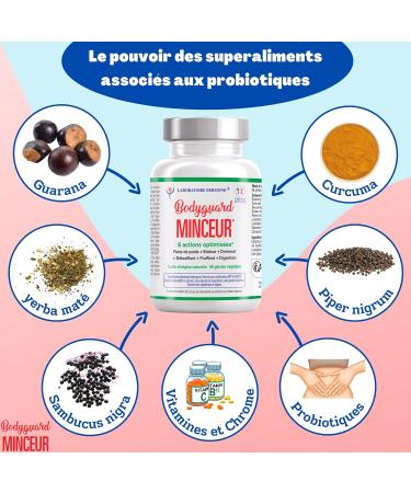 Fat Burner - Slimming Weight Loss Men Women 6 Actions - Made in France - Economical for 30 Days - Drainer - Probiotics - Natural Dietary Supplement - Vegan Vegetable Capsules - Buy Online on GoSupps.com
