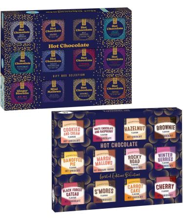 Hot Chocolate Gift Box Selection 12pk - Gift Set with Gingerbread & Marshmallow Classic & Tempting Assorted Deliciously Flavours in package- 180g - Buy Online on GoSupps.com