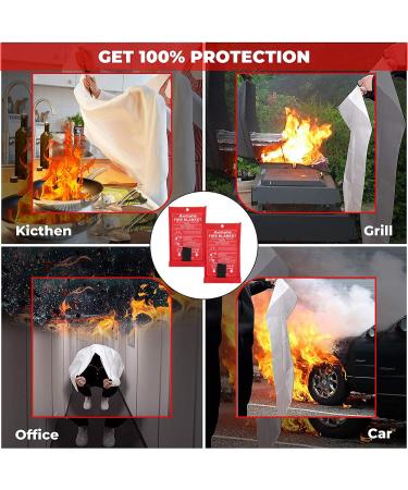 Aotala Fire Blanket 2-Pack - Emergency Flame Retardant Protection for Kitchen, Fireplace, Grill, Car, Camping - Fiberglass Heat Insulation - Tangzi002 - Buy Online on GoSupps.com