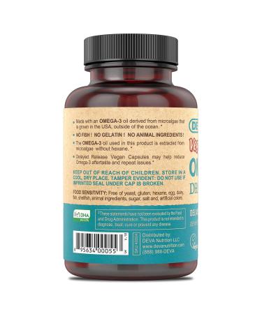 Buy DEVA Nutrition Vegan Omega-3 DHA-EPA | 90 Delayed Release Capsules | Eco-Friendly Micro Algae - Buy Online on GoSupps.com