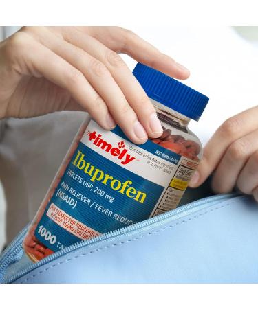 Timely Ibuprofen 200mg - 1000 Tablets | Pain Relief & Fever Reducer for Adults | Comparable to Advil | Headache, Menstrual Pain, Tooth & Muscle Aches - Buy Online on GoSupps.com