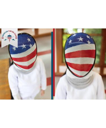 USA Flag Design Foil Fencing Mask with CE350N Certification | Anti-Glare Finish & Padded Bib | X-Small Size with Adjustable Strap - Buy Online on GoSupps.com