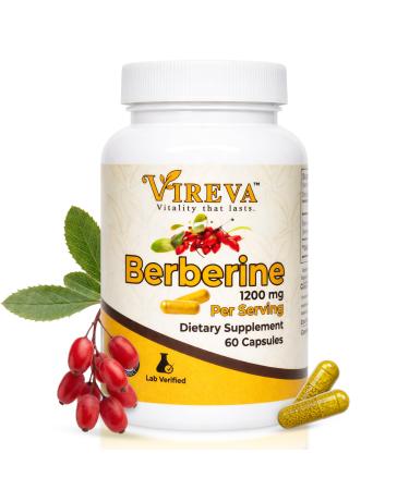 Vireva Berberine 1200 High-Potency Plant-Based Formula for Metabolic Optimization Cellular Vitality & Whole-Body Wellness 60 Vegan Capsules Clean Non-GMO Premium Grade