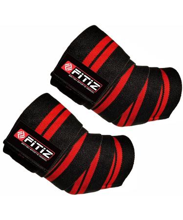 FITIZ Elbow Sleeves - Heavy Duty Weightlifting Wraps for Workout Support - Pair Red - Buy Online on GoSupps.com