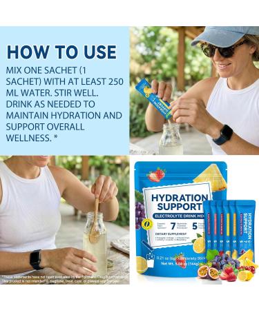 Electrolyte Drink Mix 24 Stick Packs Sugar-Free Dehydration Relief Hydration Support with 7 Electrolytes & 5 Vitamins Keto & Gluten-Free Pineapple Grape Cherry Passion Fruit Flavors - Buy Online on GoSupps.com