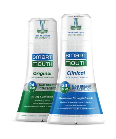 SmartMouth Original Activated & Clinical DDS Mouthwash, Bad Breath, Gums Aid, 16 fl oz Each