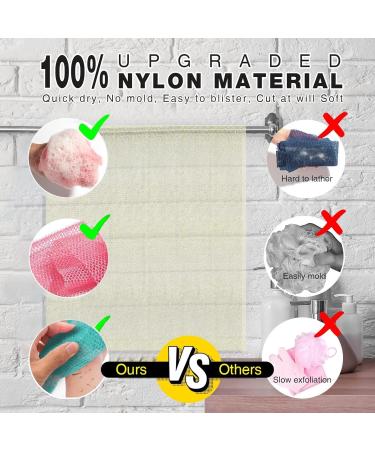 3 Pieces African Net Sponge - Exfoliating Long Bath Scrubber & Body Smoother (Pink Green Off-White) - Ideal for Clean Glowing Skin - Buy Online on GoSupps.com