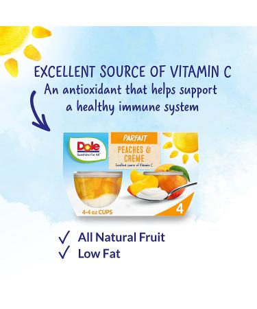 Dole Peaches & Creme Parfait Fruit Bowls - Gluten-Free Healthy Snack - 4.3 Oz (Pack of 24) - Buy Online on GoSupps.com