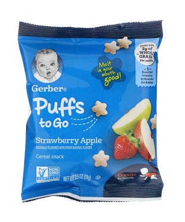 Gerber Puffs Strawberry Apple - 12 Snack Packs (0.5 oz each) for 8+ Months - Buy Online on GoSupps.com