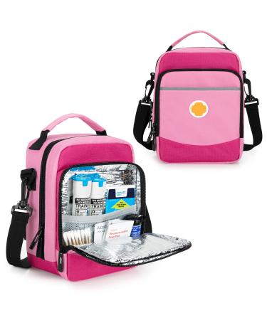 CURMIO EpiPen Carrying Case for Kids Insulated Medicine Bag for Epi Pens Auvi-Q Asthma Inhaler Spacer Pink (Bag Only Patented Design)