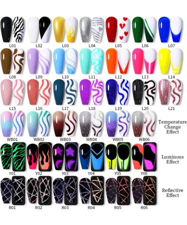 Mirror Effect Gel Nail Polish color for girls Metalic Liner gel polish for women girls gift with thin brush nail polish water proof (Glitter-L19) - Buy Online on GoSupps.com