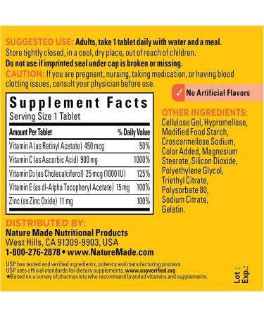 Nature Made Super C with Vitamin D3 and Zinc Dietary Supplement - Immune Support - 60 Tablets - Buy Online on GoSupps.com