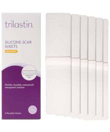 TriLASTIN Silicone Scar Sheets (6 count) Silicone Scar Tape Medical Grade Surgical Tape Keloid Bump Removal