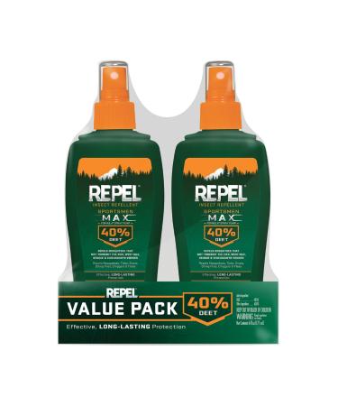Repel Sportsmen Insect Repellent Max Formula Spray Pump, 40% DEET, 6 ounce - 2 pack