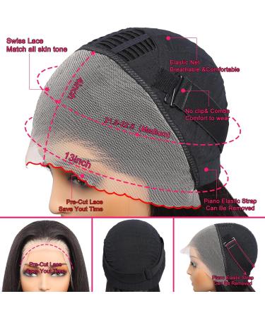 MEGALOOK 10 Inch Short Bob Lace Front Human Hair Wig - Brazilian Virgin Hair, Natural Black Color - Glueless & Wear-and-Go Style for Black Women - Buy Online on GoSupps.com