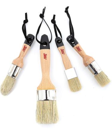4PCs Chalk Wax Paint Brush Set for Furniture Painting | Annie Sloan & Fusion Mineral Paint Compatible | Includes 3 Small Brushes & 1 Large Chalk Brush - Buy Online on GoSupps.com
