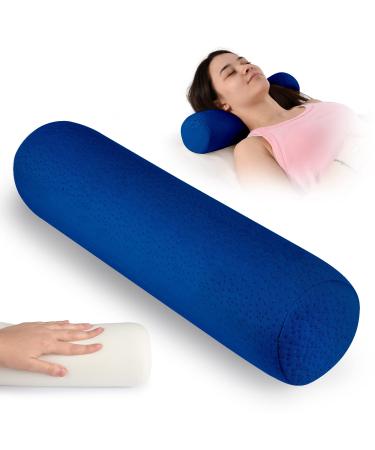 Healthex Cervical Neck roll Pillow, Memory Foam Pillow, Cylinder Round Pillow, Neck Pillows for Sleeping, Bolster Pillow Support for Bed, Legs, Blue