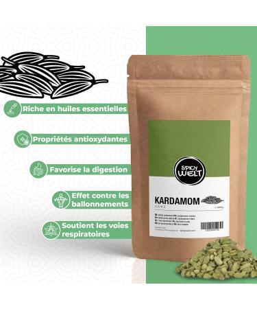Spicy Welt Whole Cardamom (250g) - Premium Quality Cardamom Seeds for Cooking Pastry & Beverages | Intense & Exotic Aroma | 100% Natural No Additives - Buy Online on GoSupps.com