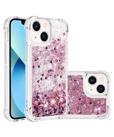 Tivenfezk Nadoli Glitzer Treisand Shell for iPhone 15 silicone shockproof mobile phone cover Transparent TPU bumper protective cover liquid transparent quicksand case iPhone 15 ros gold