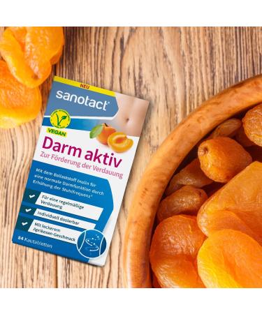 Sanotact Intestine Active - 6 x 84 Chewing Tablets for Digestive Health | 100% Vegan | Natural Fiber & Inulin | Supports Normal Intestinal Function - Buy Online on GoSupps.com