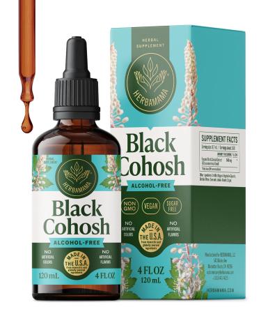 HERBAMAMA Black Cohosh Tincture - Vegan Women's Support with Black Cohosh Root Extract Drops - Non-GMO Alcohol & Sugar-Free Liquid Herbal Supplement 168-Day Supply 4 Fl Oz (Pack of 1)