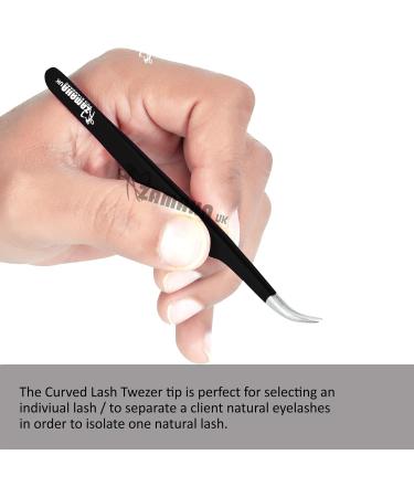 ZAMAHA UK Boot Shape Curved Volume Tweezers - Japanese Stainless Steel - Precision Angled Tip for 3D 4D 6D Lash Extensions (Black) - Buy Online on GoSupps.com