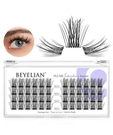 Beyelian single eyelashes C curl cluster eyelashes cluster lashes 48 PCs 0.07mm 16mm diy eyelash extensions individual lashes at home super thin transparent band (luxury) 48 pieces (1 Pack) C-clear-16mm luxury