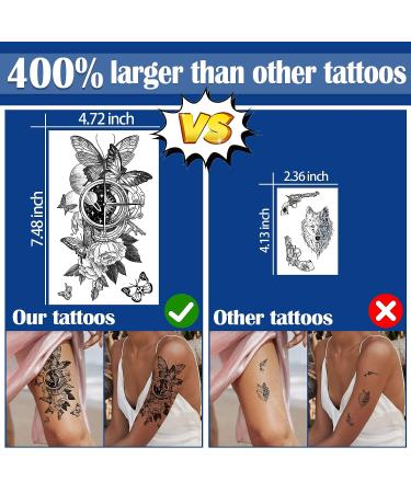 Black Flower Realistic Temporary Tattoos - 250pcs Waterproof Sexy Floral Fake Tattoos | Long-Lasting & Perfect Christmas Gift! - Buy Online on GoSupps.com