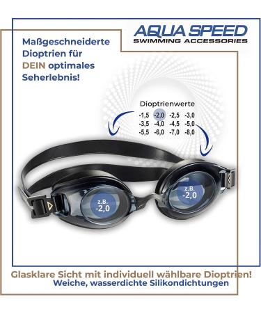 Aqua Speed Lumina Prescription Swimming Goggles - Anti-Fog Dioptria -1.5 to -8.0 Includes 5 Nose Bridges & Box | Black Tint -4.5 - Buy Online on GoSupps.com