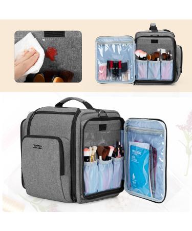 BAFASO Gray Travel Makeup Bag | Cosmetic Organizer for Women & Makeup Artists | Beauty Accessories Pouch - Buy Online on GoSupps.com