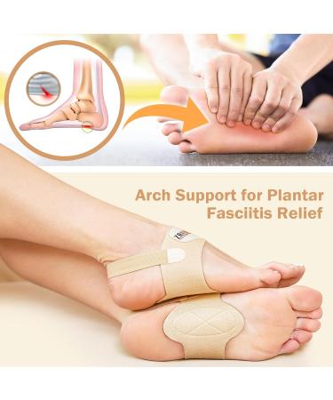 Arch Support Strap for Plantar Fasciitis Relief | Non-Slip Wearable Design | 2 Pairs of Adjustable Arch Pads for Flat Feet & High Arches - Beige - Buy Online on GoSupps.com