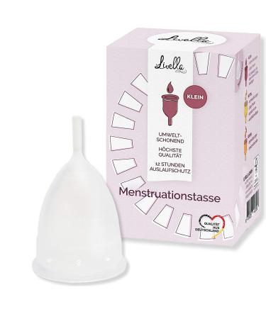 Livella |Menstrual cup in transparent (size S) |For comfortable period hygiene |Menstrual cup as a sustainable alternative to tampons & binding |Perioda cup including storage bags in small transparent