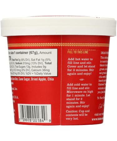 Bob's Red Mill Gluten Free Oatmeal Cup - Apple Cinnamon with Flax & Chia - 2.36 oz - Buy Online on GoSupps.com