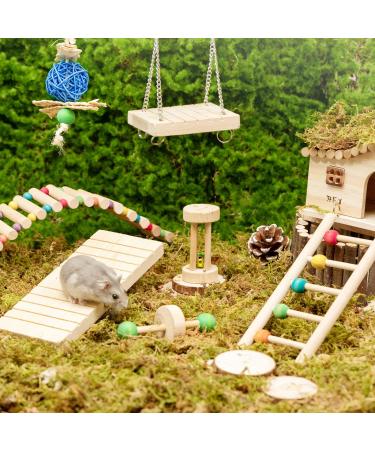 Nobleza 7-Piece Hamster Toy Set - Natural Pine Wood Chew Toys for Mice Guinea Pigs Chinchillas Rabbits & Birds - Safe & Durable - Buy Online on GoSupps.com
