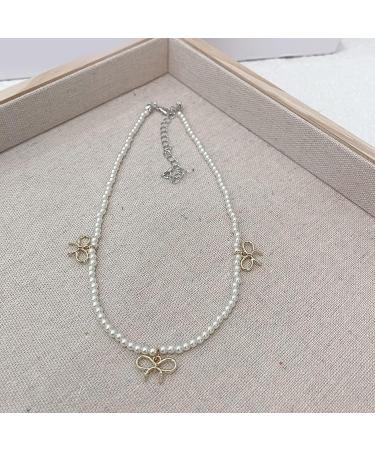 OralGos Elegant Bowknot Crystal Beaded Clavicle Chain Necklace - Blue Statement Jewelry for Women - International Shipping Available - Buy Online on GoSupps.com