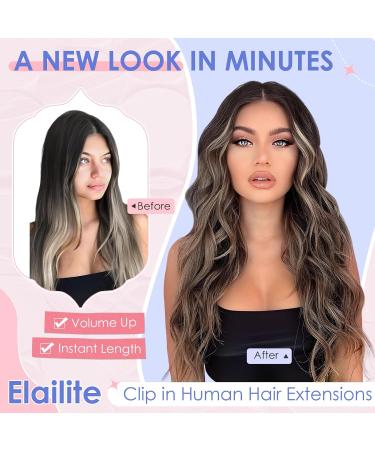Elailite Clip in Hair Extension Real Human Hair Remy Natural Hair - 8 Pieces (Thin Weft) Full Head Straight - #18/613 Ash Blonde Mix Bleach Blonde - 10 Inch (50 g) 10 Inch (50 g) #18/613 Ash Blonde Mix Bleach Blonde - Buy Online on GoSupps.com