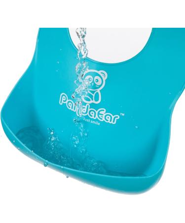 PandaEar Silicone Bibs for Babies & Toddlers with Food Catcher - Waterproof & Soft Baby Bibs for Weaning and Feeding - Unisex Non Messy Design - Lime Green/Turquoise - Buy Online on GoSupps.com