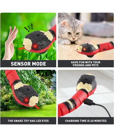 Interactive USB Rechargeable Snake Toy for Cats & Dogs - Realistic Simulation, Smart Sensing, Escape Obstacles - Electric Moving Tricky Snake Toy (Pink) - Buy Online on GoSupps.com