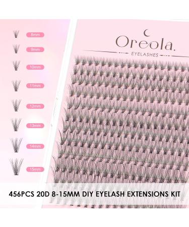 Oreola 456-Piece False Eyelash Extension Set | C Curl 20D Wispy Natural Look | Includes Adhesive Tweezers & Remover - DIY Eyelash Kit - Buy Online on GoSupps.com