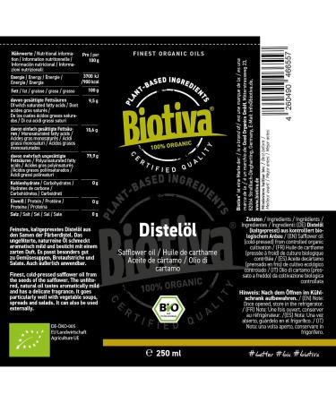 Good Organics Coldpressed thistle oil organic 250 ml ideal for the cold kitchen mild nutty flavor suitable for external use certified and audited in Germany Biotiva - Buy Online on GoSupps.com