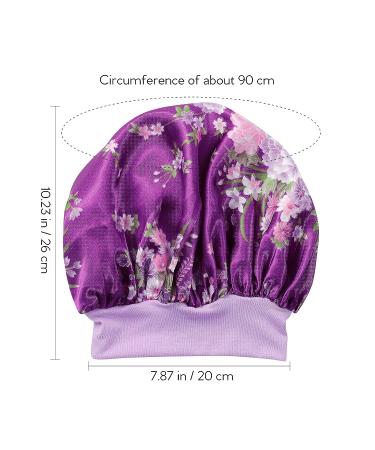 Silk Satin Wide Band Bonnet Night Cap for Women - Purple Floral Hair Turban - Buy Online on GoSupps.com