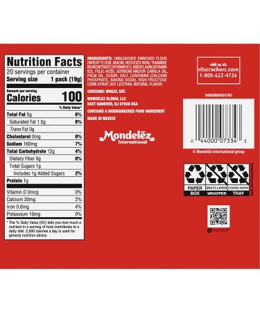 RITZ Original Crackers 20 Snack Packs - Delicious Snacking On-the-Go - Buy Online on GoSupps.com