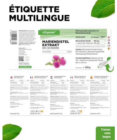 Milk Thistle Extract 365 capsules of 500 mg each - 80% silymarin - 12 months supply - High dosed - Vegan - Buy Online on GoSupps.com
