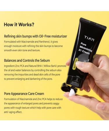 TIAM Pore Minimizing 21 Cream - Niacinamide 5% & Natural BHA 2.1% Moisturizer for Oily Skin | Minimize Large Pores | 2.02 Fl Oz - International Shipping Available - Buy Online on GoSupps.com