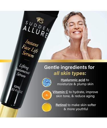 Sudden Allure Instant Face Lift Serum - Erase Under Eye Bags & Wrinkles in 60 Seconds | Firming Face & Eye Serum Lotion Made in USA | 10 ml (0.33 oz) - Buy Online on GoSupps.com