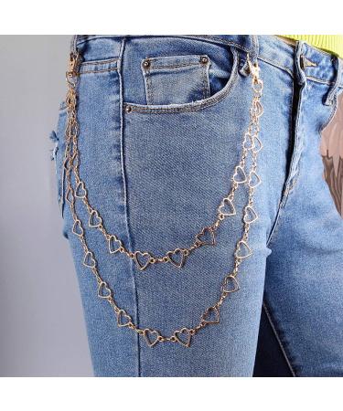 YERTTER Unisex Hip Hop Punk Heart Pendant Wallet Chain - Gold | Trousers Jewelry for Men Women - Buy Online on GoSupps.com