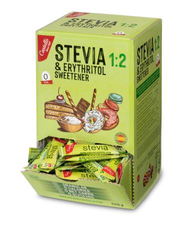 Castello since 1907 - Stevia + Erythritol 1:2 Sweetener | 204 sachets of 2.5g | 100% Natural Sugar Substitute - 0 Calories - 0 Glycemic Index - Keto and Paleo - 0 Net Carbohydrates - Non-GMO - 510 g - Buy Online on GoSupps.com