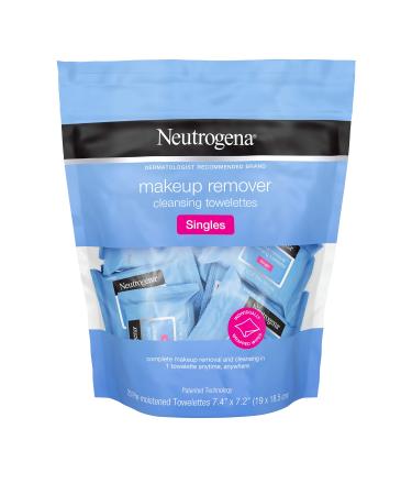 Neutrogena Makeup Remover Cleansing Towelette Singles, Daily Face Wipes to Remove Dirt, Oil, Makeup & Waterproof Mascara, Individually Wrapped, 20 ct (Pack of 3)